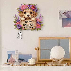 Dog Theme Wood DIY Diamond Painting Hooks Home Decor Craft Kit for Wall Decor