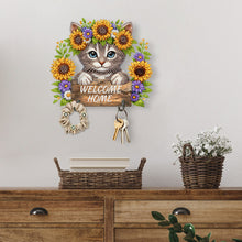Load image into Gallery viewer, Cat Theme Wood DIY Diamond Painting Hooks Home Decor Craft Kit for Wall Decor
