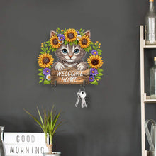 Load image into Gallery viewer, Cat Theme Wood DIY Diamond Painting Hooks Home Decor Craft Kit for Wall Decor
