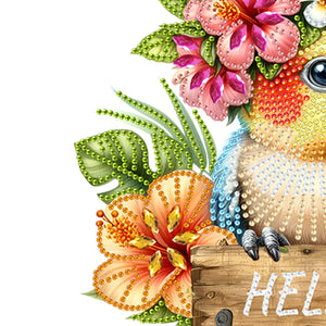 Parrot Theme Wood DIY Diamond Painting Hooks Home Decor Craft Kit for Wall Decor