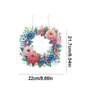 Acrylic Special Shape Independence Day 5DDIY Diamond Painting Wreath Kit