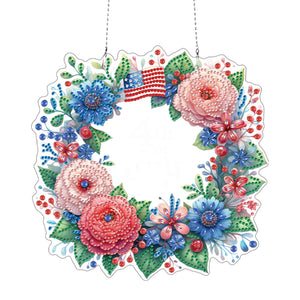 Acrylic Special Shape Independence Day 5DDIY Diamond Painting Wreath Kit