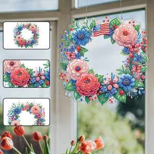Acrylic Special Shape Independence Day 5DDIY Diamond Painting Wreath Kit
