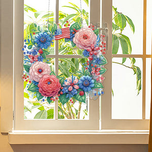 Acrylic Special Shape Independence Day 5DDIY Diamond Painting Wreath Kit