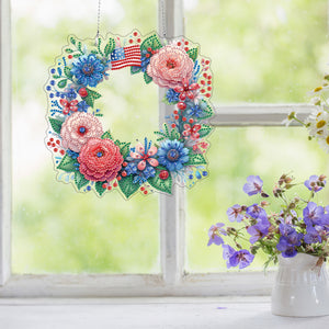 Acrylic Special Shape Independence Day 5DDIY Diamond Painting Wreath Kit