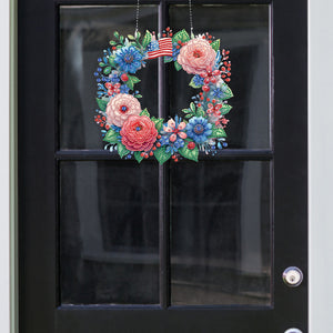 Acrylic Special Shape Independence Day 5DDIY Diamond Painting Wreath Kit