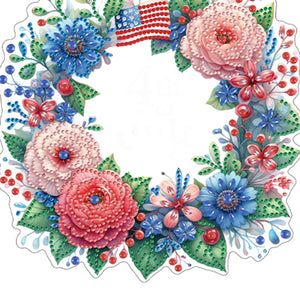 Acrylic Special Shape Independence Day 5DDIY Diamond Painting Wreath Kit
