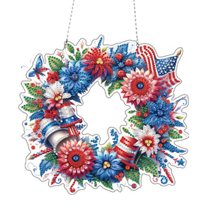 Acrylic Special Shape Independence Day 5DDIY Diamond Painting Wreath Kit