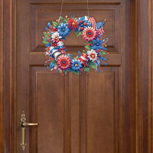 Acrylic Special Shape Independence Day 5DDIY Diamond Painting Wreath Kit