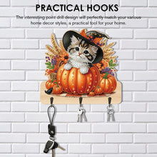 Load image into Gallery viewer, Halloween Pumpkin Cat Wood 2D/Flat DIY Diamond Painting Hooks Home Decor Craft
