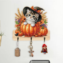 Load image into Gallery viewer, Halloween Pumpkin Cat Wood 2D/Flat DIY Diamond Painting Hooks Home Decor Craft
