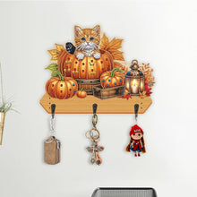 Load image into Gallery viewer, Halloween Pumpkin Cat Wood 2D/Flat DIY Diamond Painting Hooks Home Decor Craft

