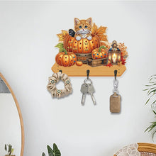 Load image into Gallery viewer, Halloween Pumpkin Cat Wood 2D/Flat DIY Diamond Painting Hooks Home Decor Craft
