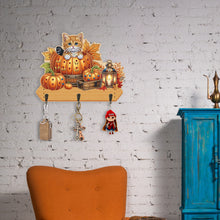 Load image into Gallery viewer, Halloween Pumpkin Cat Wood 2D/Flat DIY Diamond Painting Hooks Home Decor Craft
