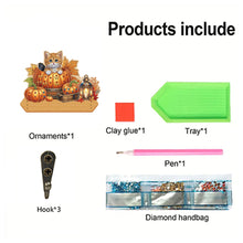 Load image into Gallery viewer, Halloween Pumpkin Cat Wood 2D/Flat DIY Diamond Painting Hooks Home Decor Craft
