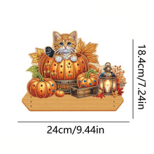 Load image into Gallery viewer, Halloween Pumpkin Cat Wood 2D/Flat DIY Diamond Painting Hooks Home Decor Craft
