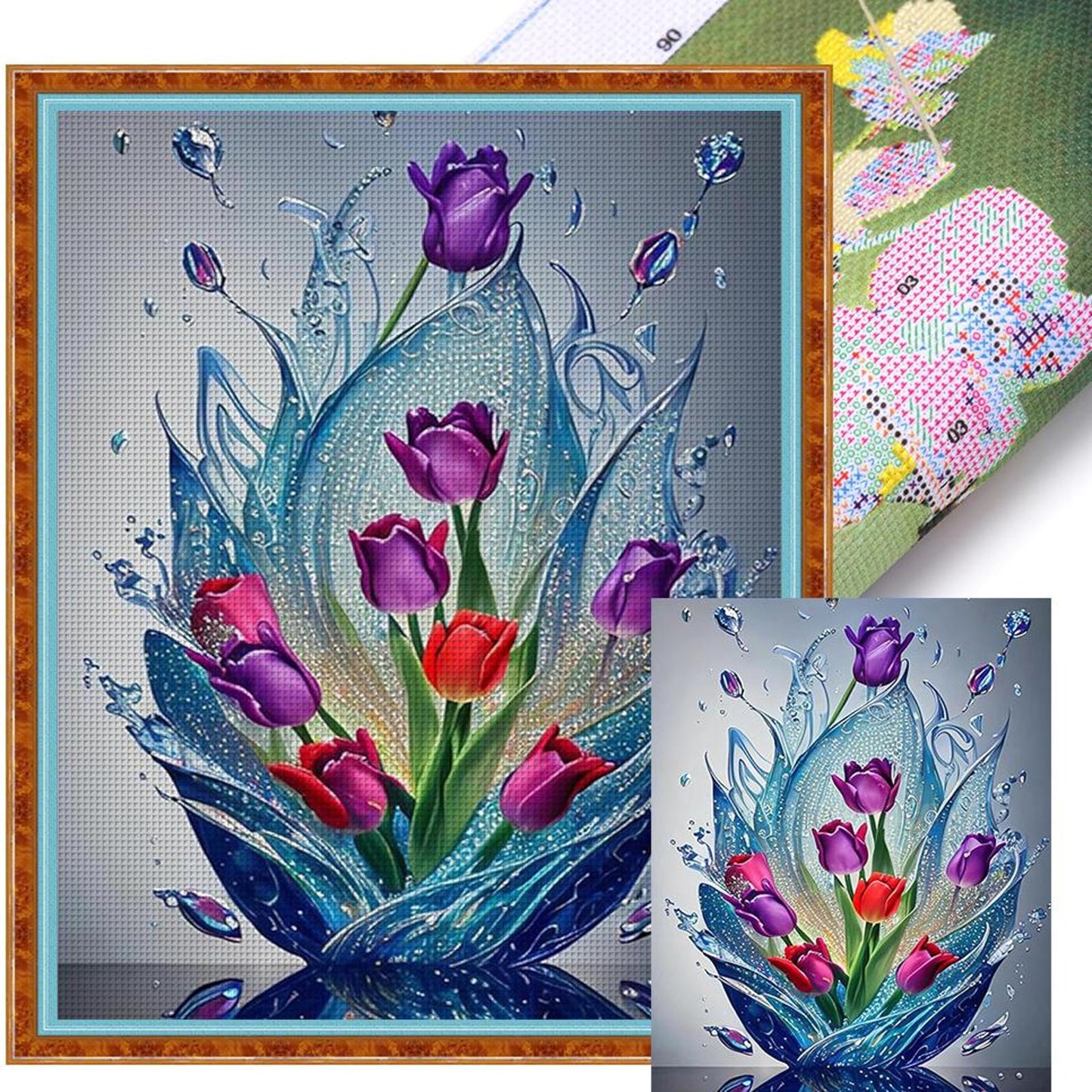 Water Drop Tulip - Full 11CT Stamped Cross Stitch 40x50CM - Band