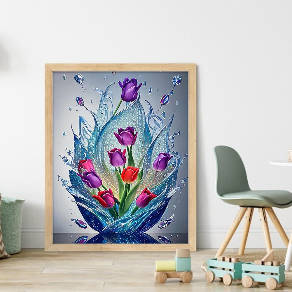 Water Drop Tulip - Full 11CT Stamped Cross Stitch 40x50CM - Band