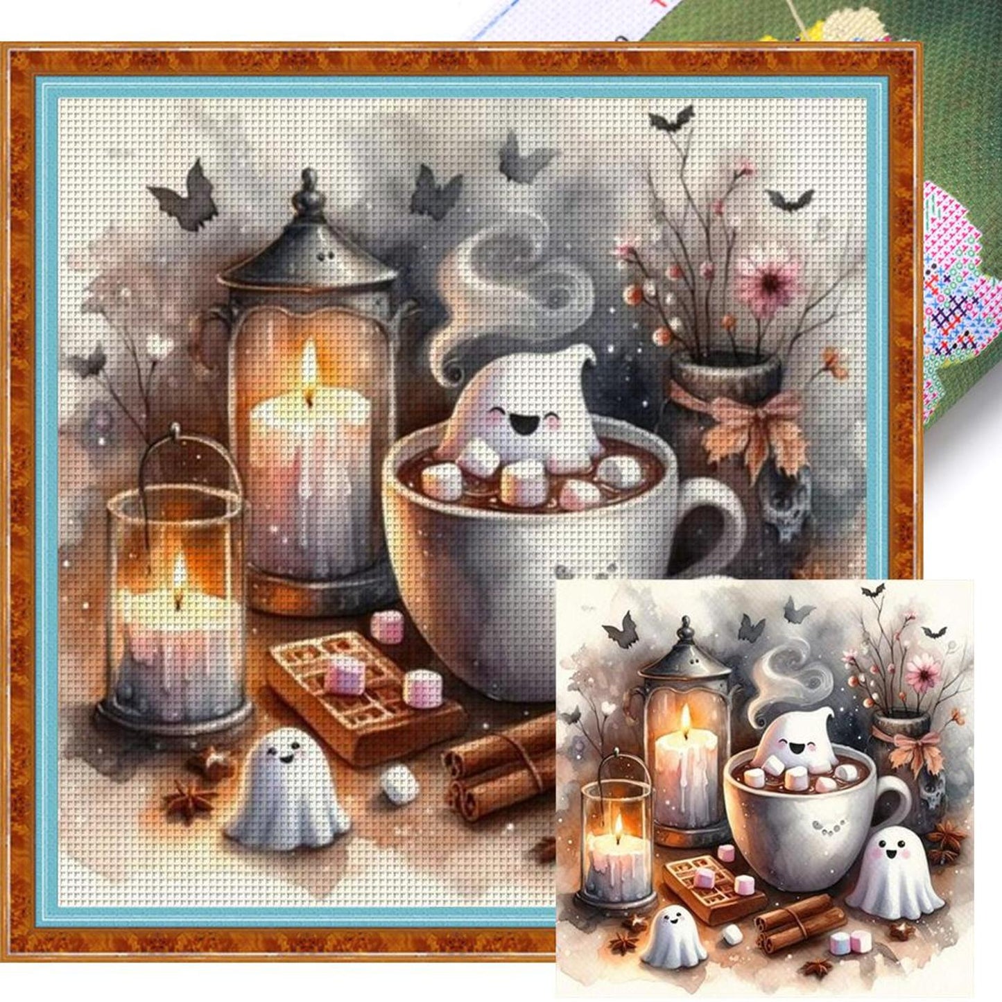 Halloween Ghost - Full 11CT Stamped Cross Stitch 40x40CM - Huacan
