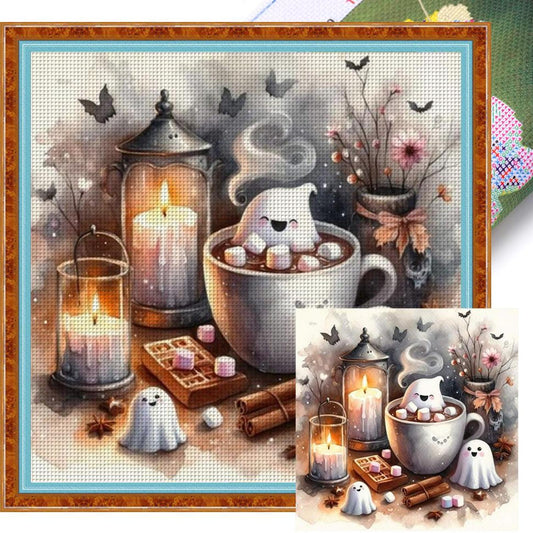 Halloween Ghost - Full 11CT Stamped Cross Stitch 40x40CM - Huacan