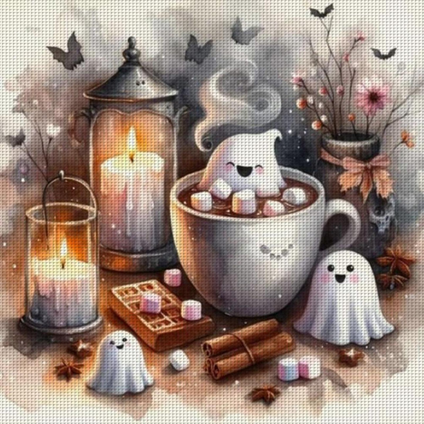 Halloween Ghost - Full 11CT Stamped Cross Stitch 40x40CM - Huacan