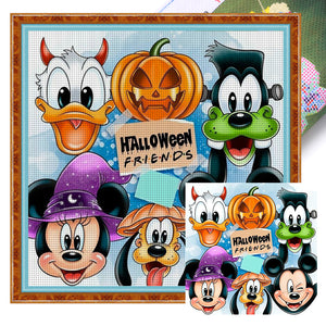 Yishu - Disney Halloween - Mickey And Friends - 50*50CM 11CT 3 Stamped Cross Stitch