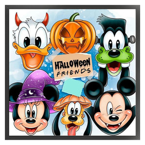 Yishu - Disney Halloween - Mickey And Friends - 50*50CM 11CT 3 Stamped Cross Stitch
