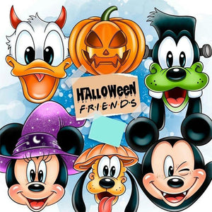 Yishu - Disney Halloween - Mickey And Friends - 50*50CM 11CT 3 Stamped Cross Stitch