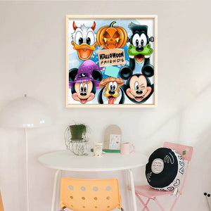 Yishu - Disney Halloween - Mickey And Friends - 50*50CM 11CT 3 Stamped Cross Stitch
