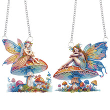 Load image into Gallery viewer, 2Pcs 2D/Flat DIY Mushroom Elf Diamond Art Pendant DIY Home Decor Hanging Charm
