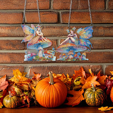 Load image into Gallery viewer, 2Pcs 2D/Flat DIY Mushroom Elf Diamond Art Pendant DIY Home Decor Hanging Charm
