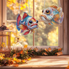 Load image into Gallery viewer, 2Pcs 2D/Flat DIY Funny Fish Diamond Art Pendant DIY Home Decor Hanging Charm
