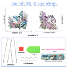 Load image into Gallery viewer, 2Pcs 2D/Flat DIY Butterfly Diamond Art Pendant DIY Home Decor Hanging Charm

