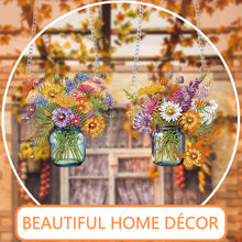 Load image into Gallery viewer, 2Pcs 2D/Flat DIY Bouquet Diamond Art Pendant DIY Home Decor Hanging Charm
