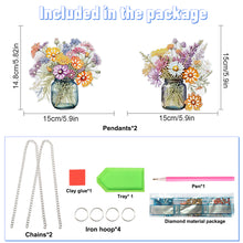 Load image into Gallery viewer, 2Pcs 2D/Flat DIY Bouquet Diamond Art Pendant DIY Home Decor Hanging Charm

