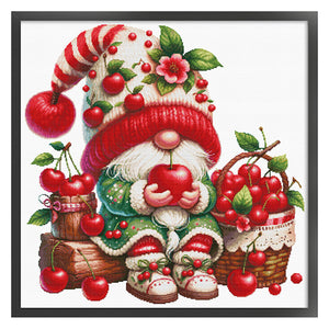 Spring Brand - Cherry Gnome - 77*77CM 11CT 3 Stamped Cross Stitch