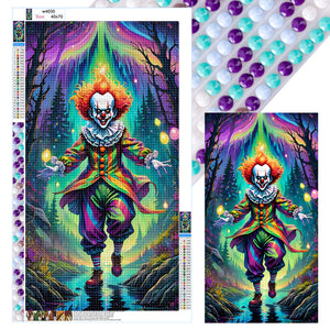 Scary Clown Halloween 40*70CM(Canvas) Full Round Drill Diamond Painting