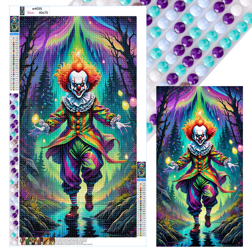 Scary Clown Halloween 40*70CM(Canvas) Full Round Drill Diamond Painting