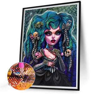 Spooky Spider Girl With Big Eyes 40*50CM(Canvas) Full Round Drill Diamond Painting