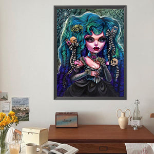 Spooky Spider Girl With Big Eyes 40*50CM(Canvas) Full Round Drill Diamond Painting