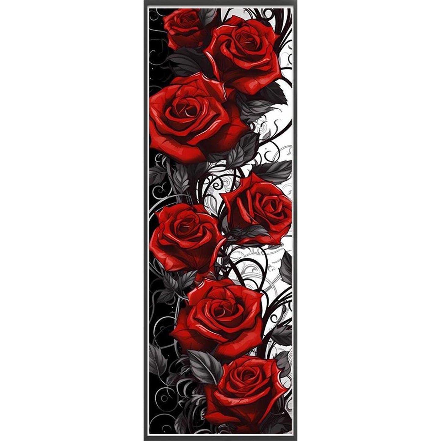 Black Red Rose - Full 11CT Stamped Cross Stitch 30x90CM - Yishu