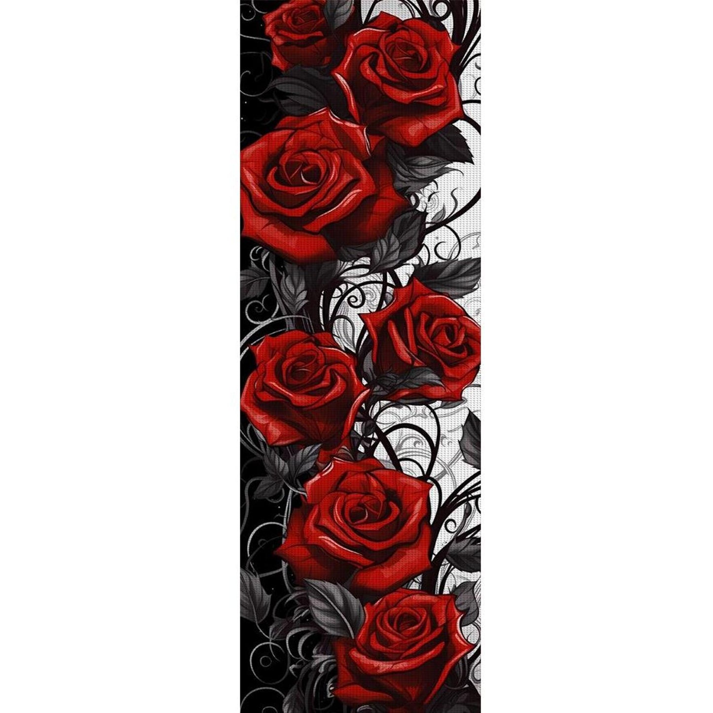 Black Red Rose - Full 11CT Stamped Cross Stitch 30x90CM - Yishu