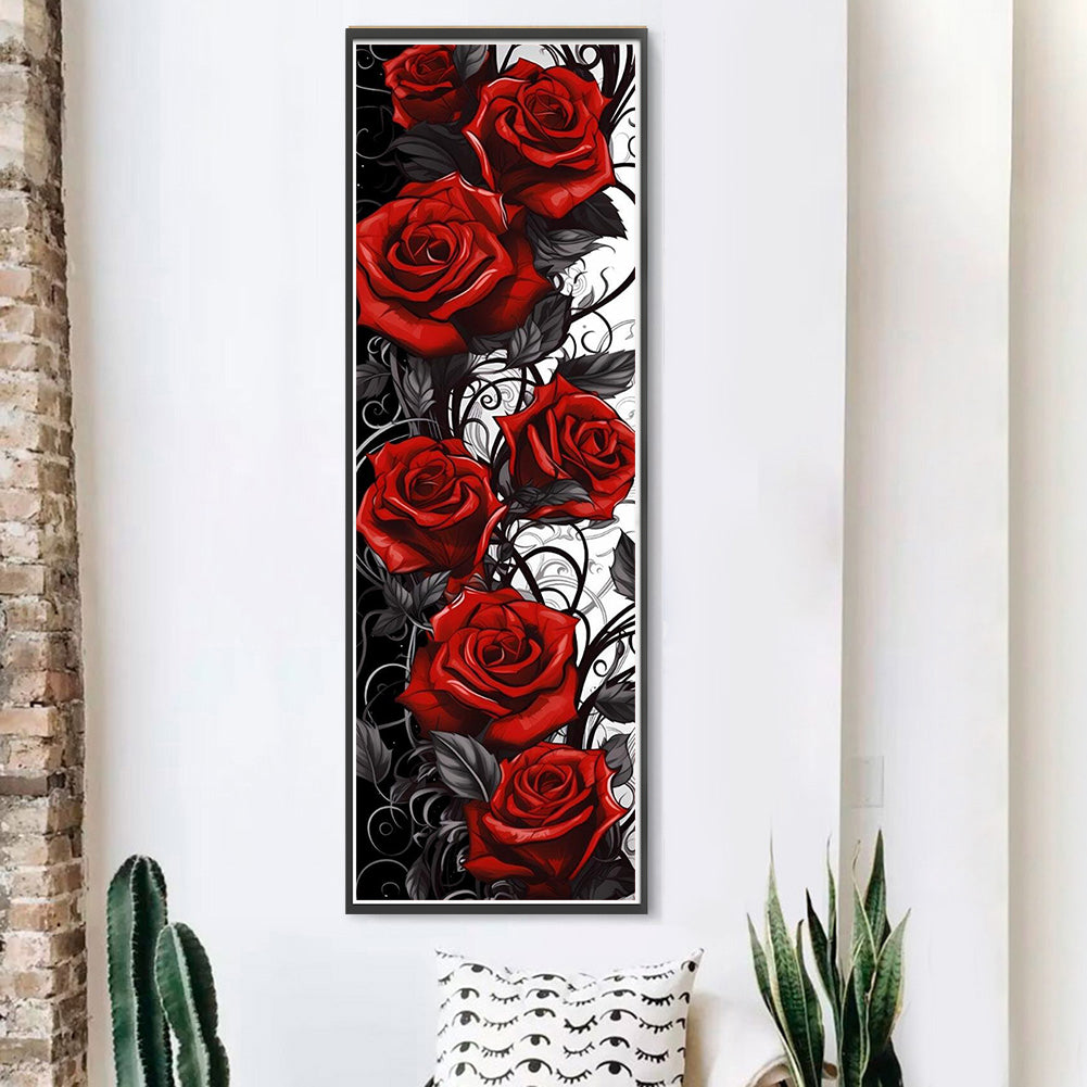 Black Red Rose - Full 11CT Stamped Cross Stitch 30x90CM - Yishu