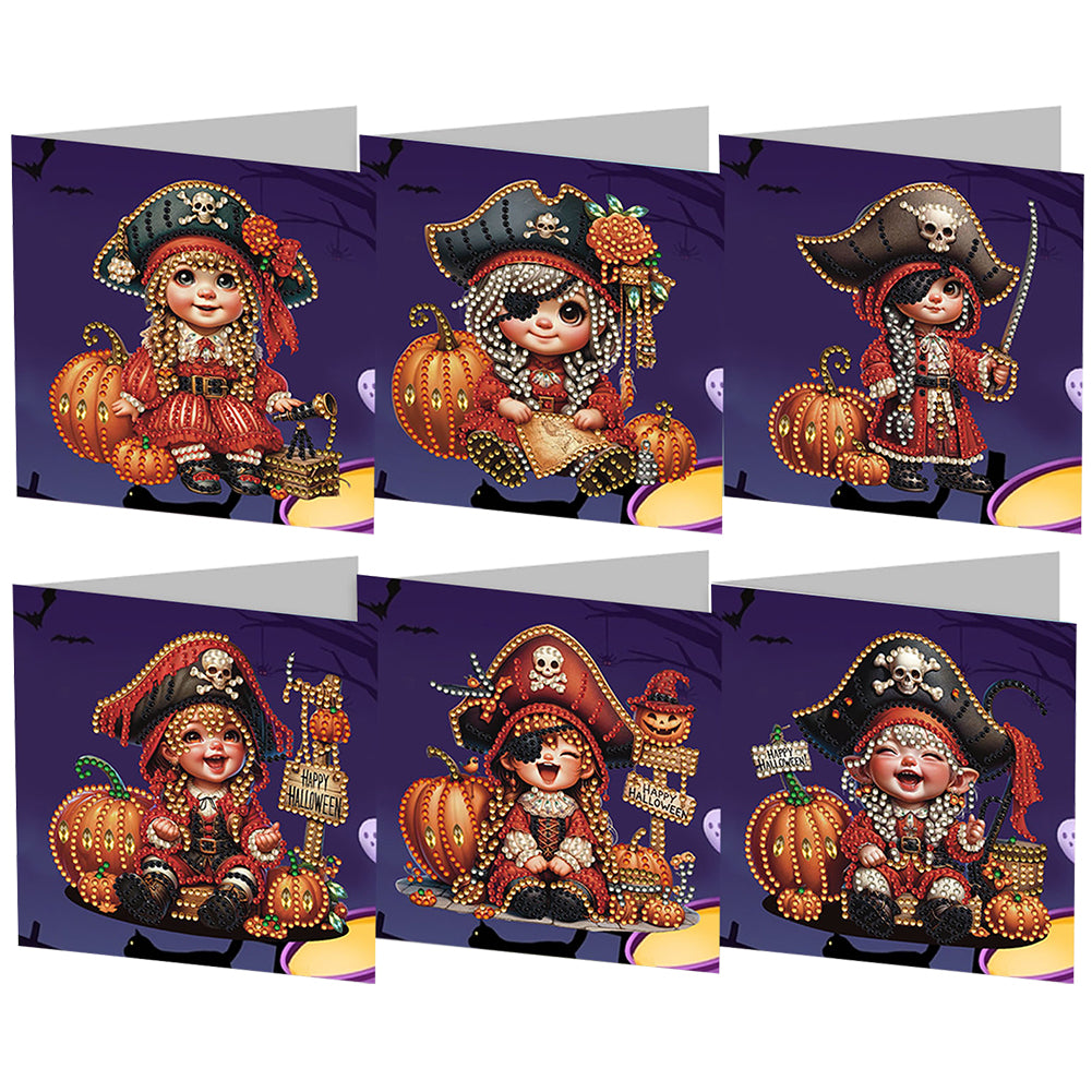 6PCS DIY Halloween Diamond Art Greeting Cards Congratulations Cards & Gifts
