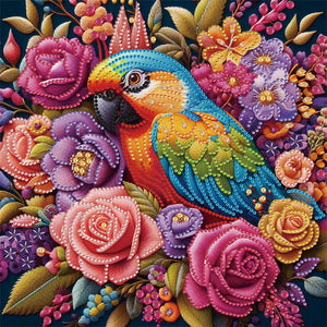 Parrot And Flowers 30*30CM(Canvas) Partial Special Shaped Drill Diamond Painting