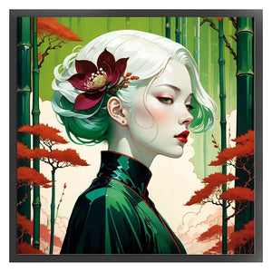 Huancan - Silver-Haired Girl - 40*40CM 14CT 2 Stamped Cross Stitch