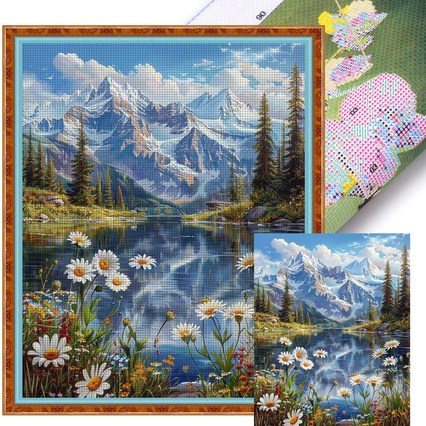 Snow Mountain And River - Full 11CT Stamped Cross Stitch 45x55CM - Yishu