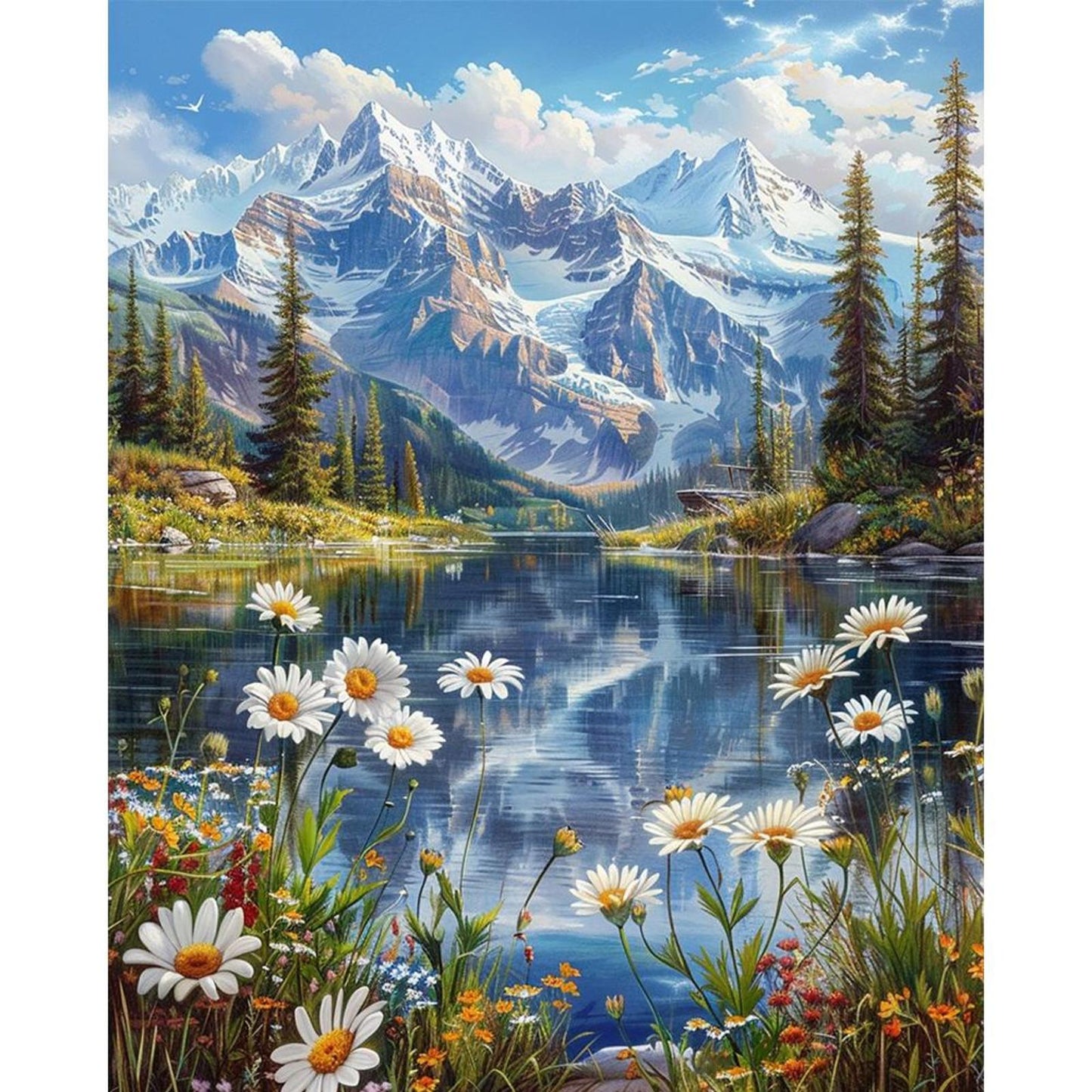 Snow Mountain And River - Full 11CT Stamped Cross Stitch 45x55CM - Yishu