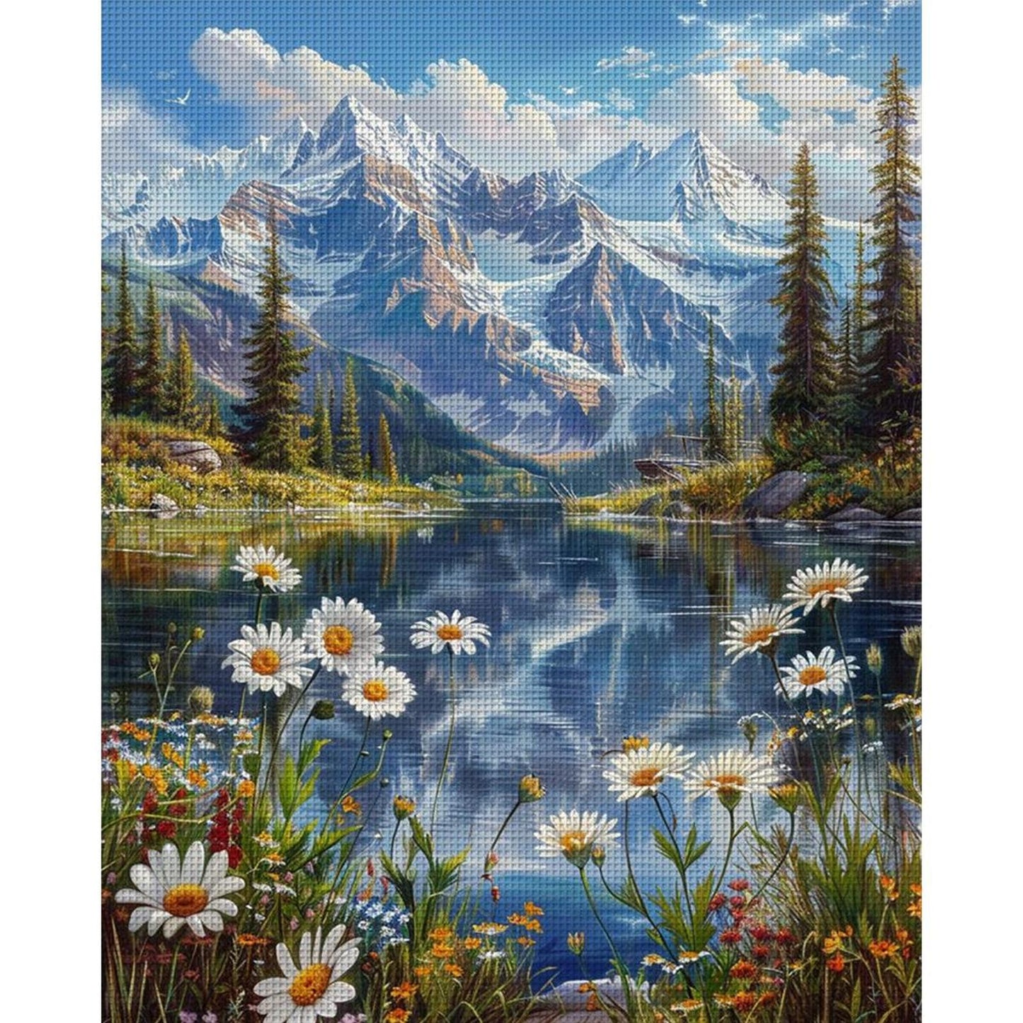 Snow Mountain And River - Full 11CT Stamped Cross Stitch 45x55CM - Yishu