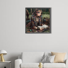 Load image into Gallery viewer, Reading Girl In The Forest 40*40CM(Picture) Full Round Drill Diamond Painting
